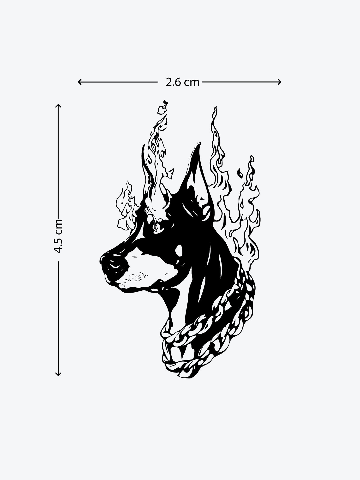 Dog Fire Eyes temporary tattoo
