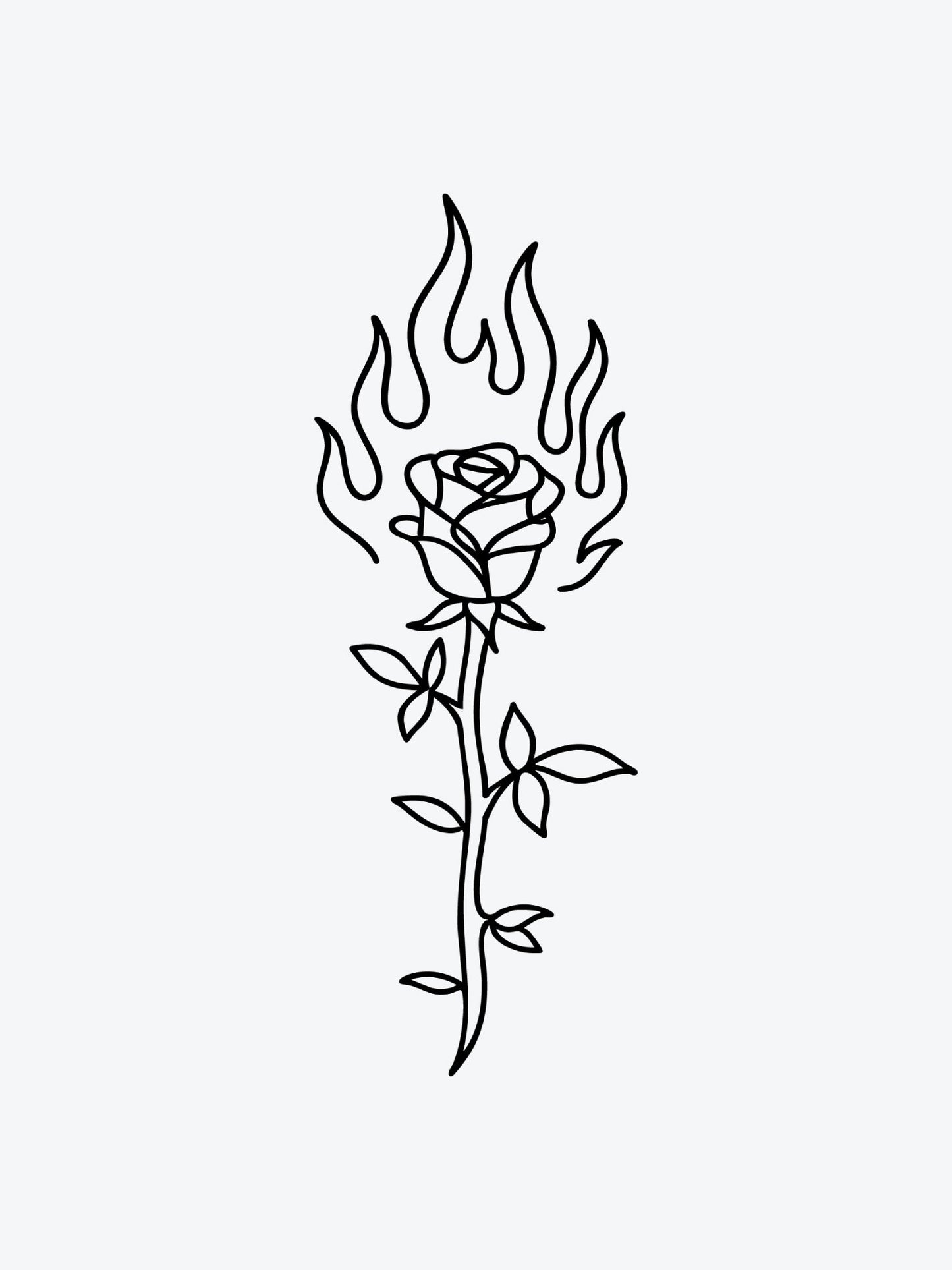 Burning Rose temporary tattoo