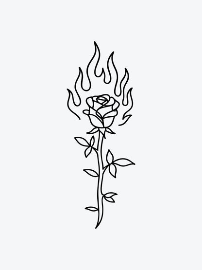 Burning Rose temporary tattoo