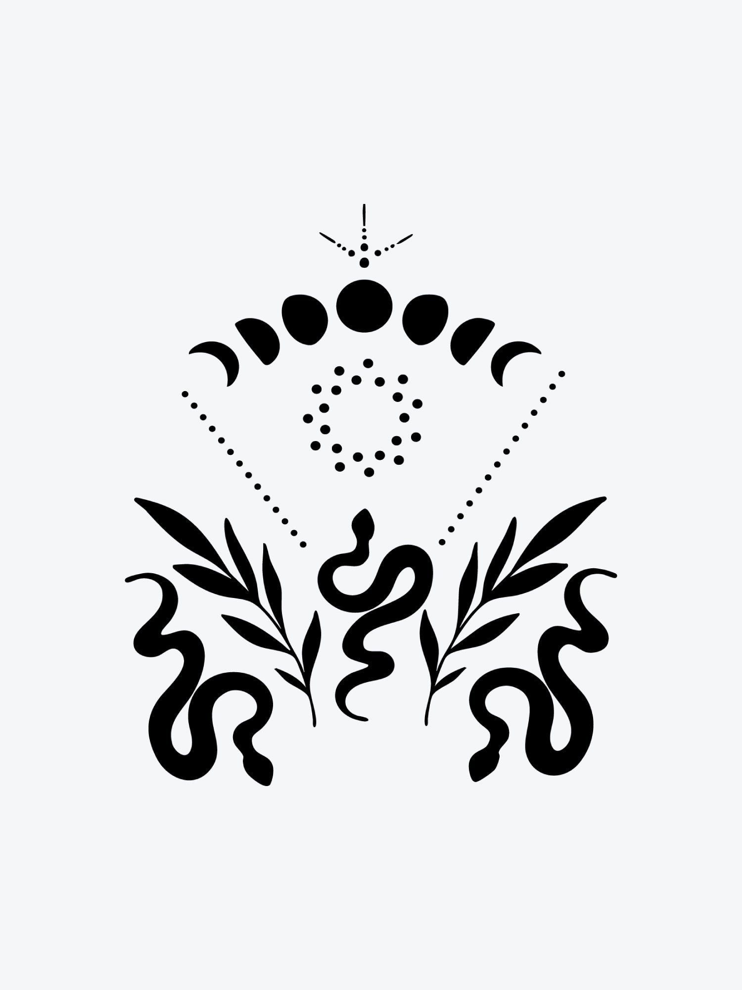 Snake N Moon temporary tattoo