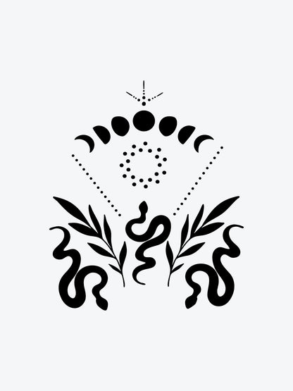 Snake N Moon temporary tattoo