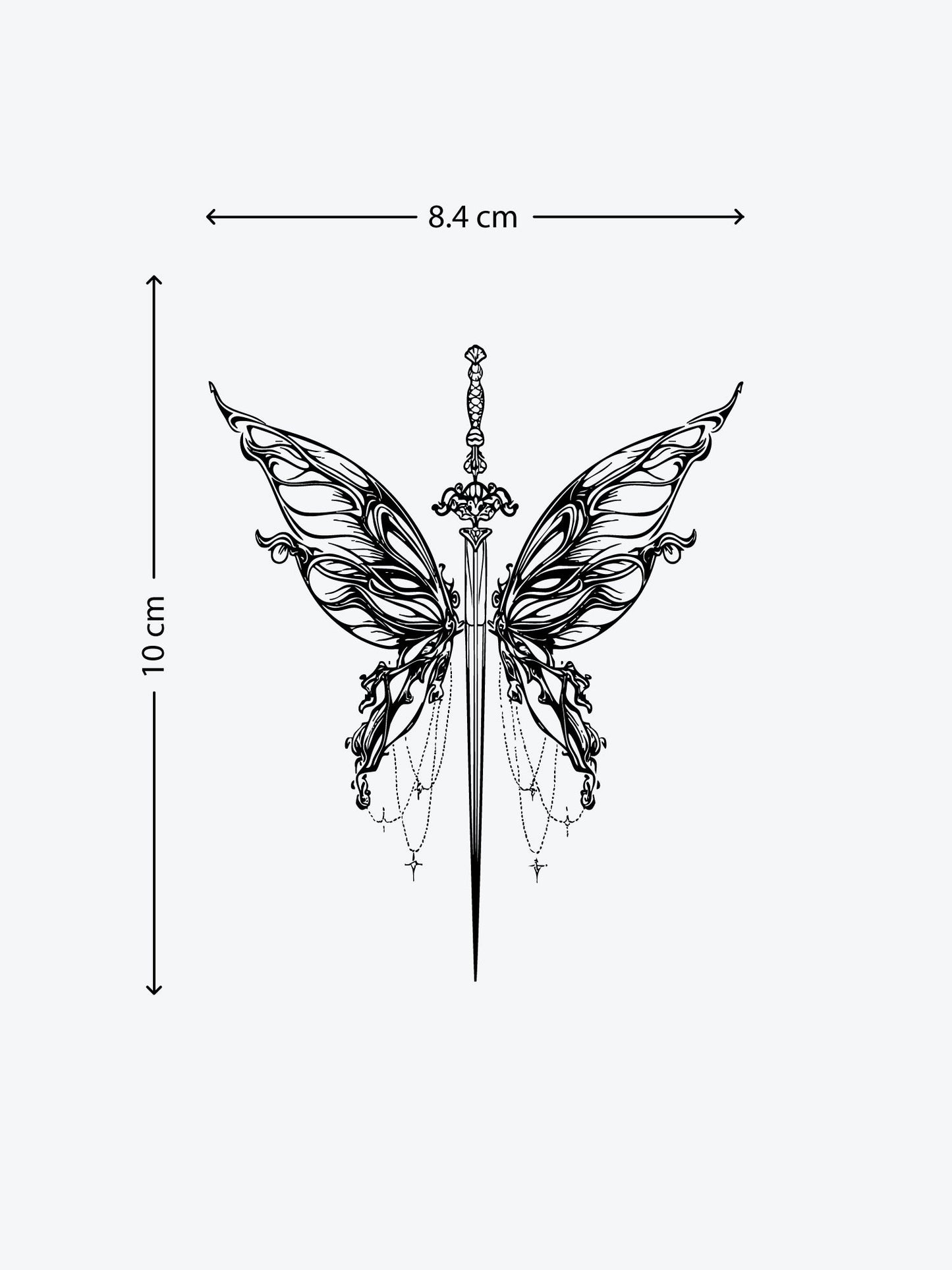 Sword Butterfly temporary tattoo