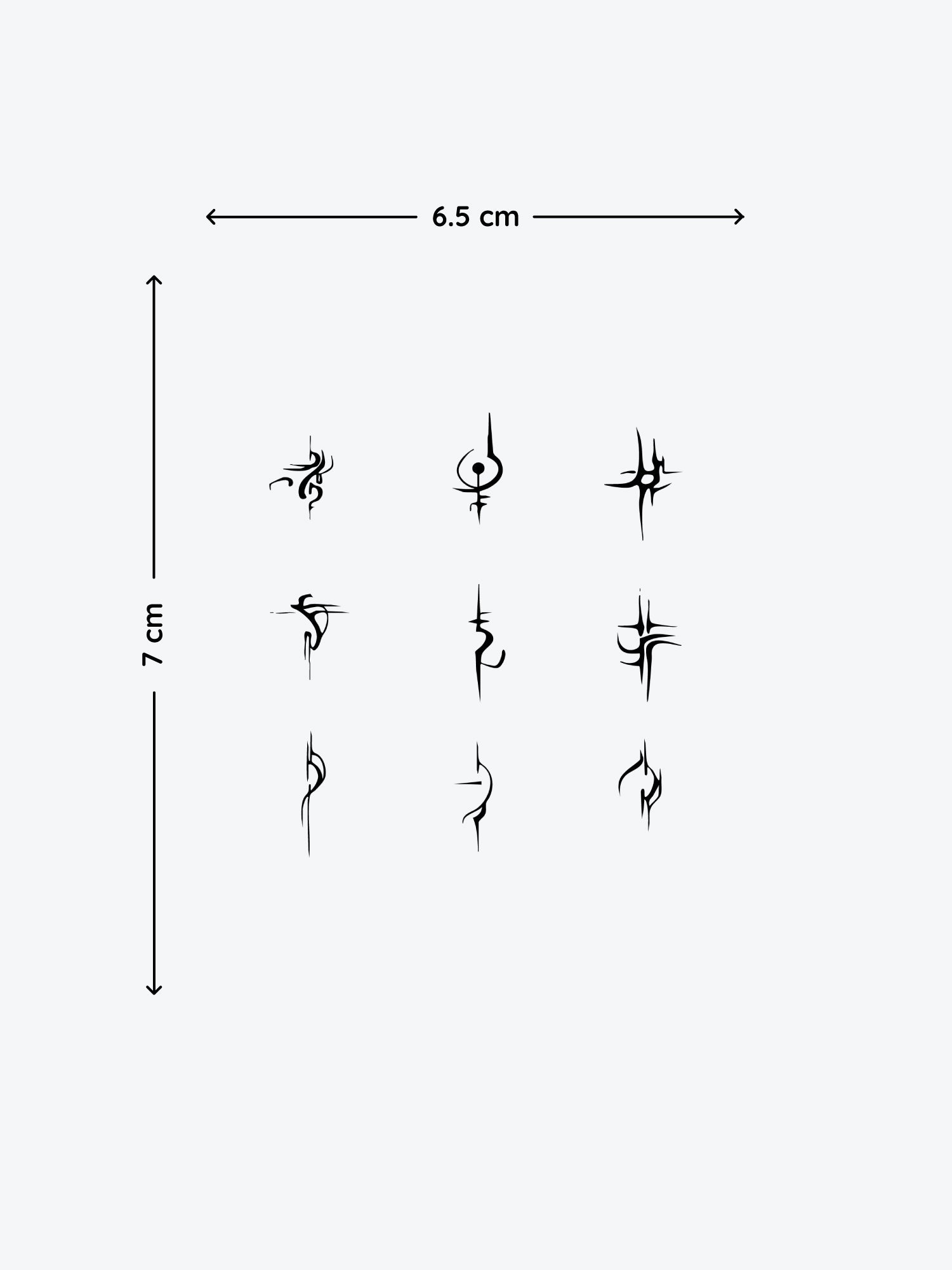 Freestyle Asemic Symbols temporary tattoo