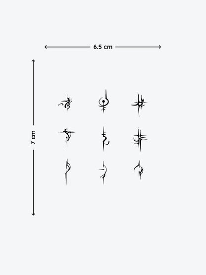 Freestyle Asemic Symbols temporary tattoo