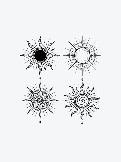 Sun Foursome Bundle (4 Tattoos) temporary tattoo