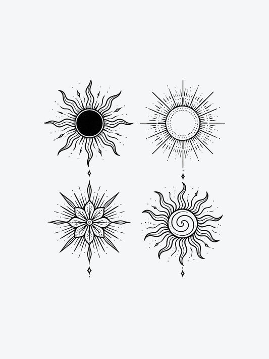 Sun Foursome Bundle (4 Tattoos) temporary tattoo