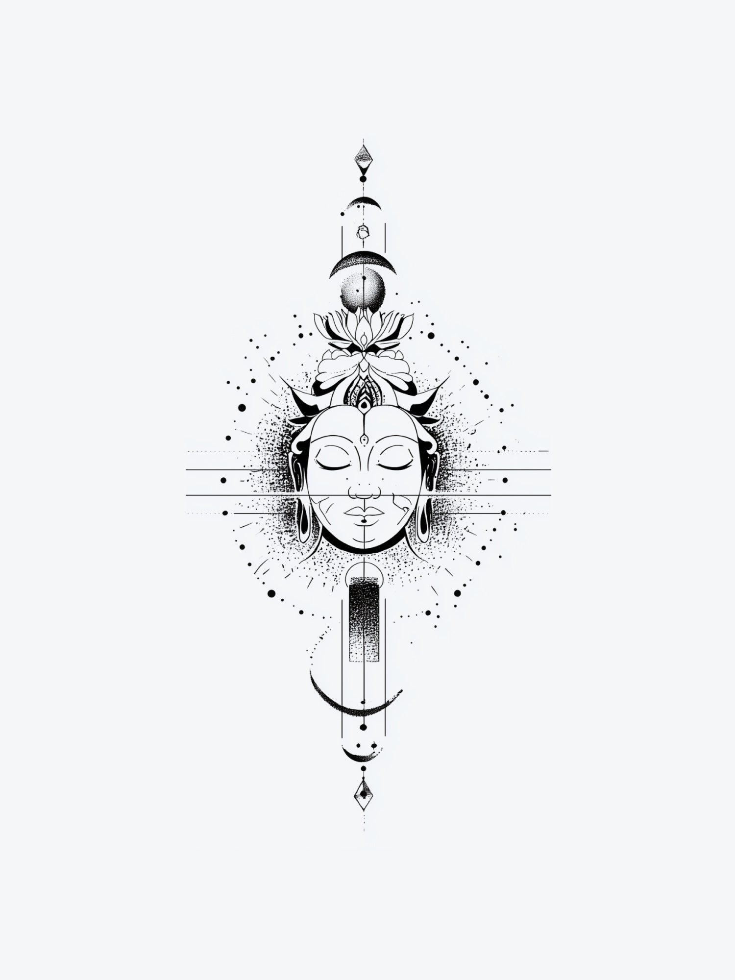 Buddha Linework temporary tattoo