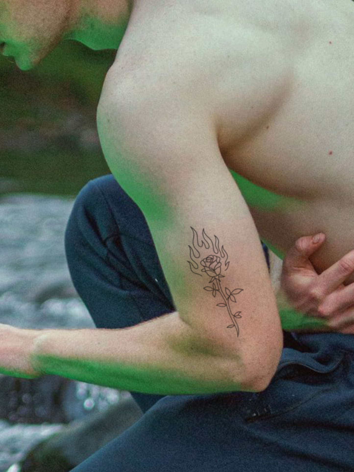 Burning Rose temporary tattoo