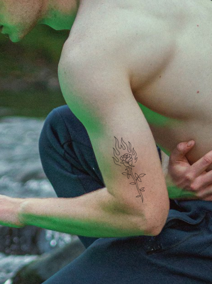 Burning Rose temporary tattoo