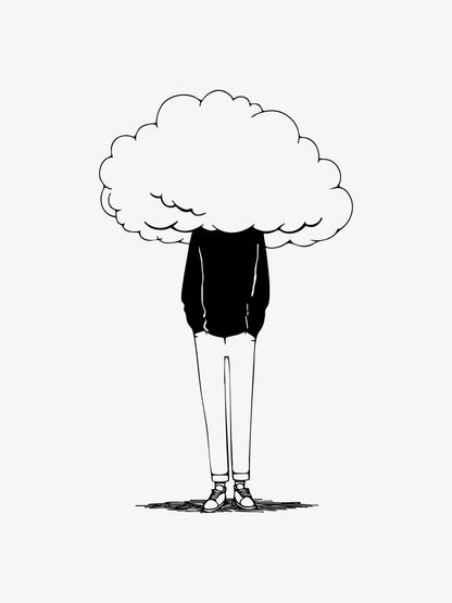 Boy Head in the Clouds temporary tattoo