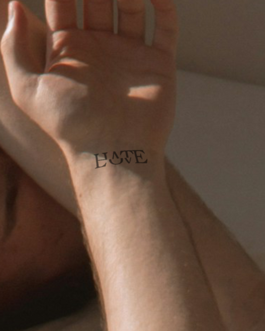 Love Hate temporary tattoo