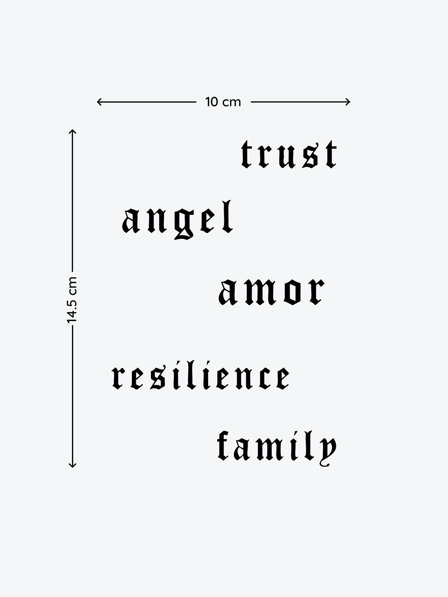 Word Bundle (5 Tattoos) temporary tattoo