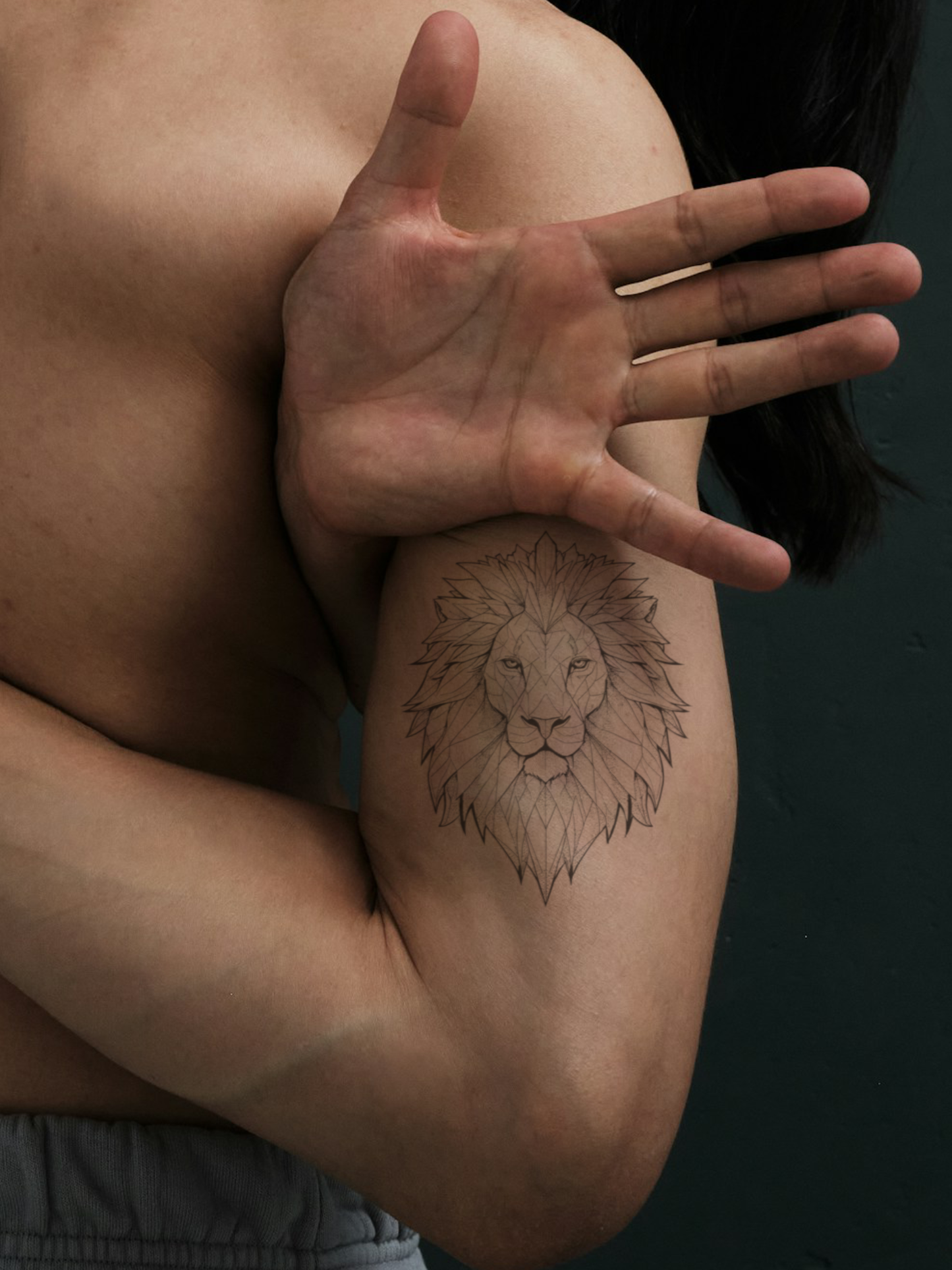 Geometric Lion temporary tattoo