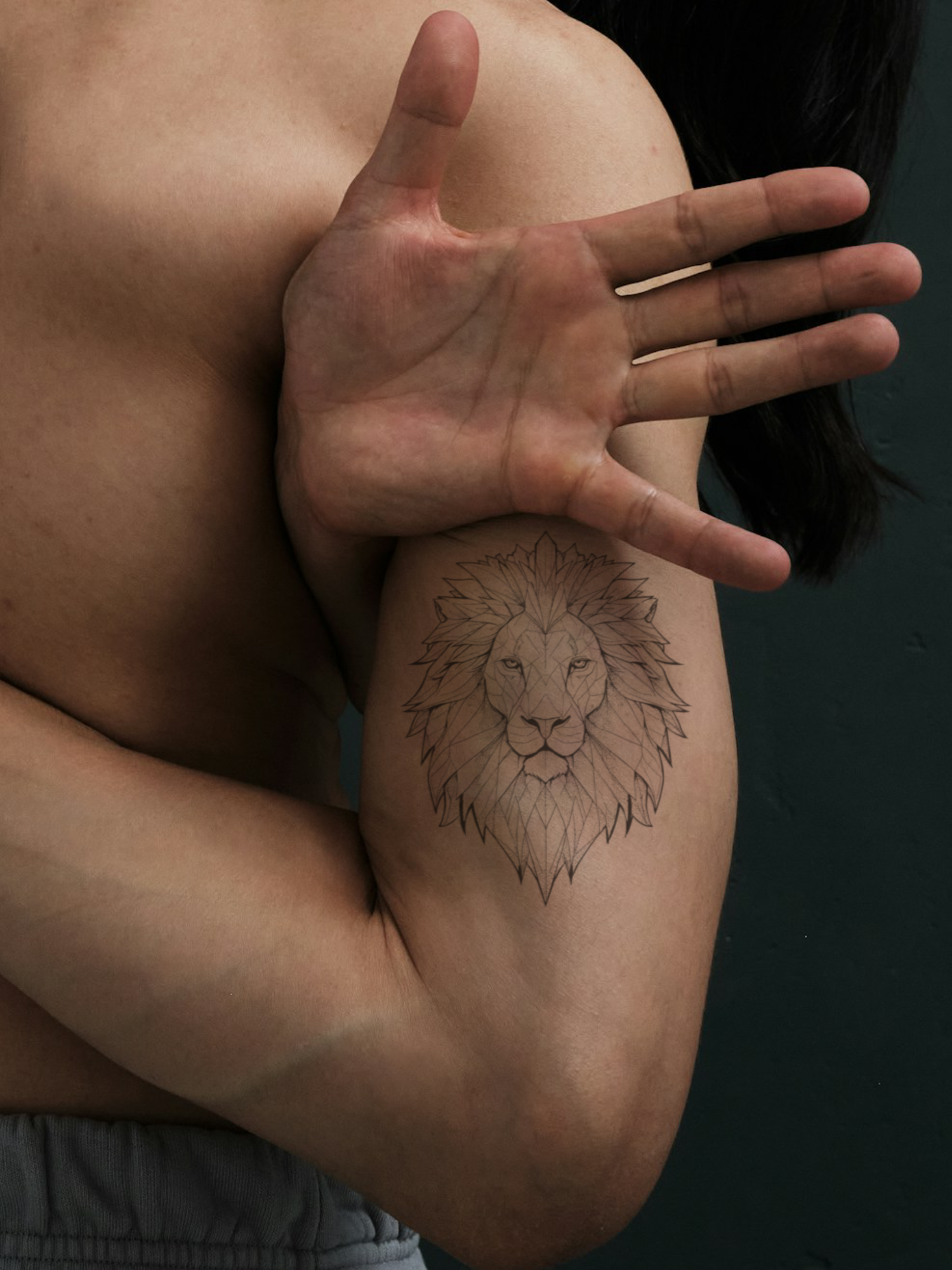 Geometric Lion temporary tattoo