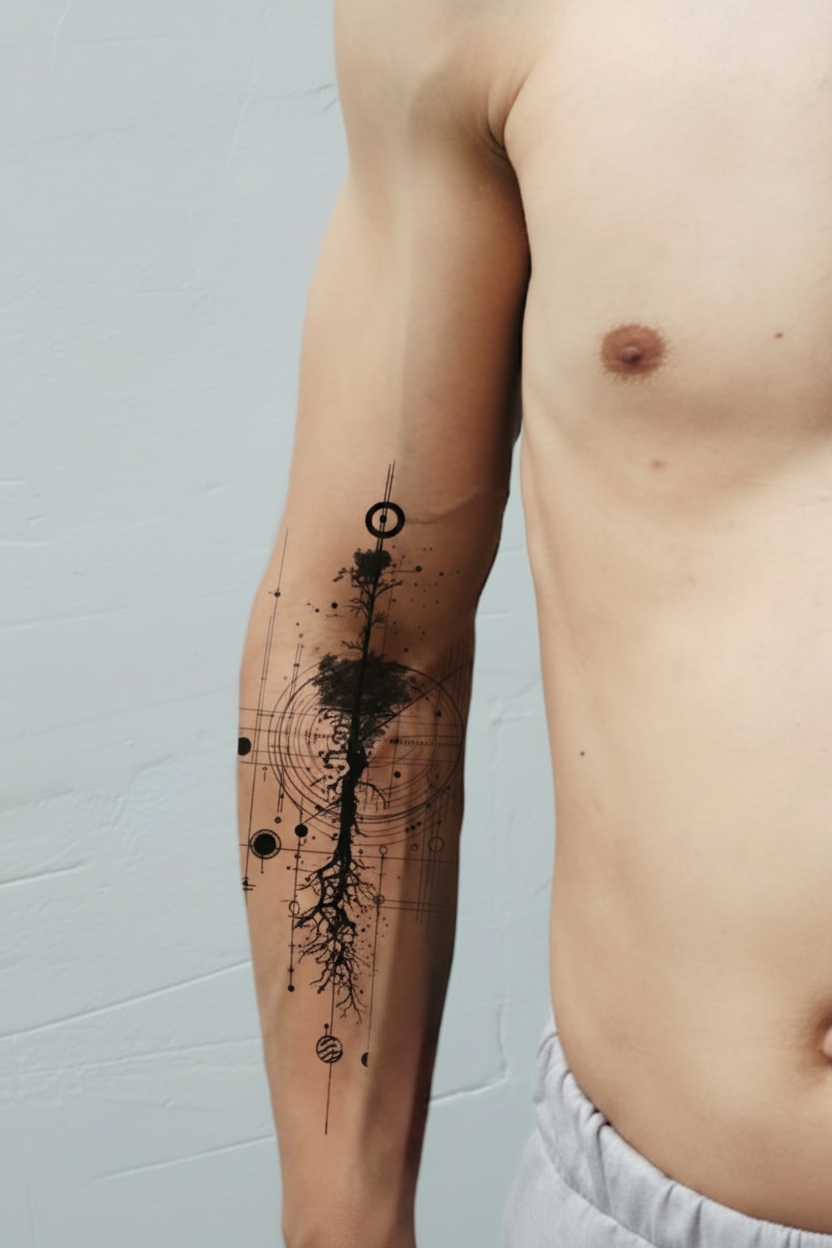 Geometric Tree temporary tattoo