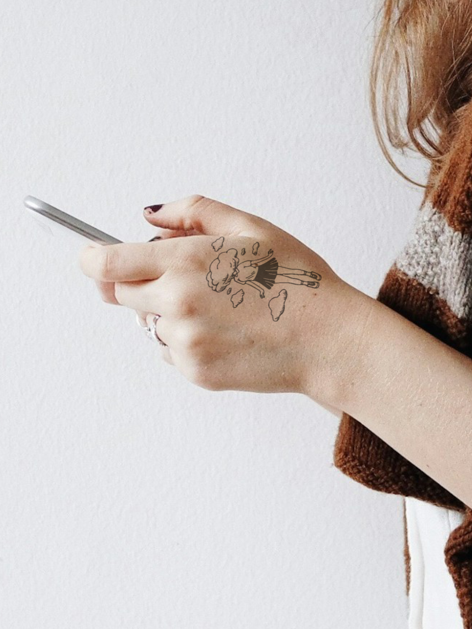 Girl Head in the Clouds temporary tattoo