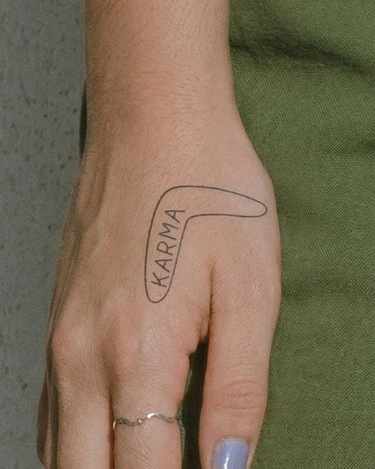 Karma Boomerang temporary tattoo
