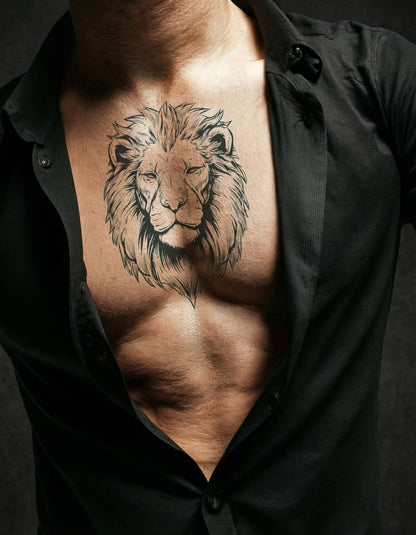 King Lion temporary tattoo
