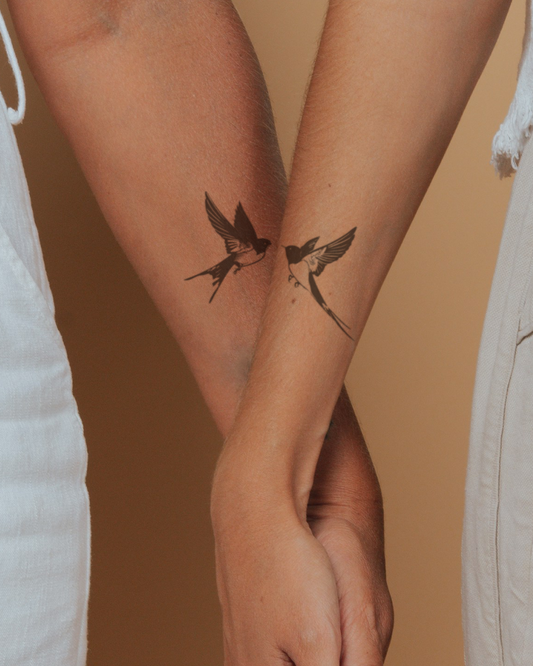Kissing Birds temporary tattoo