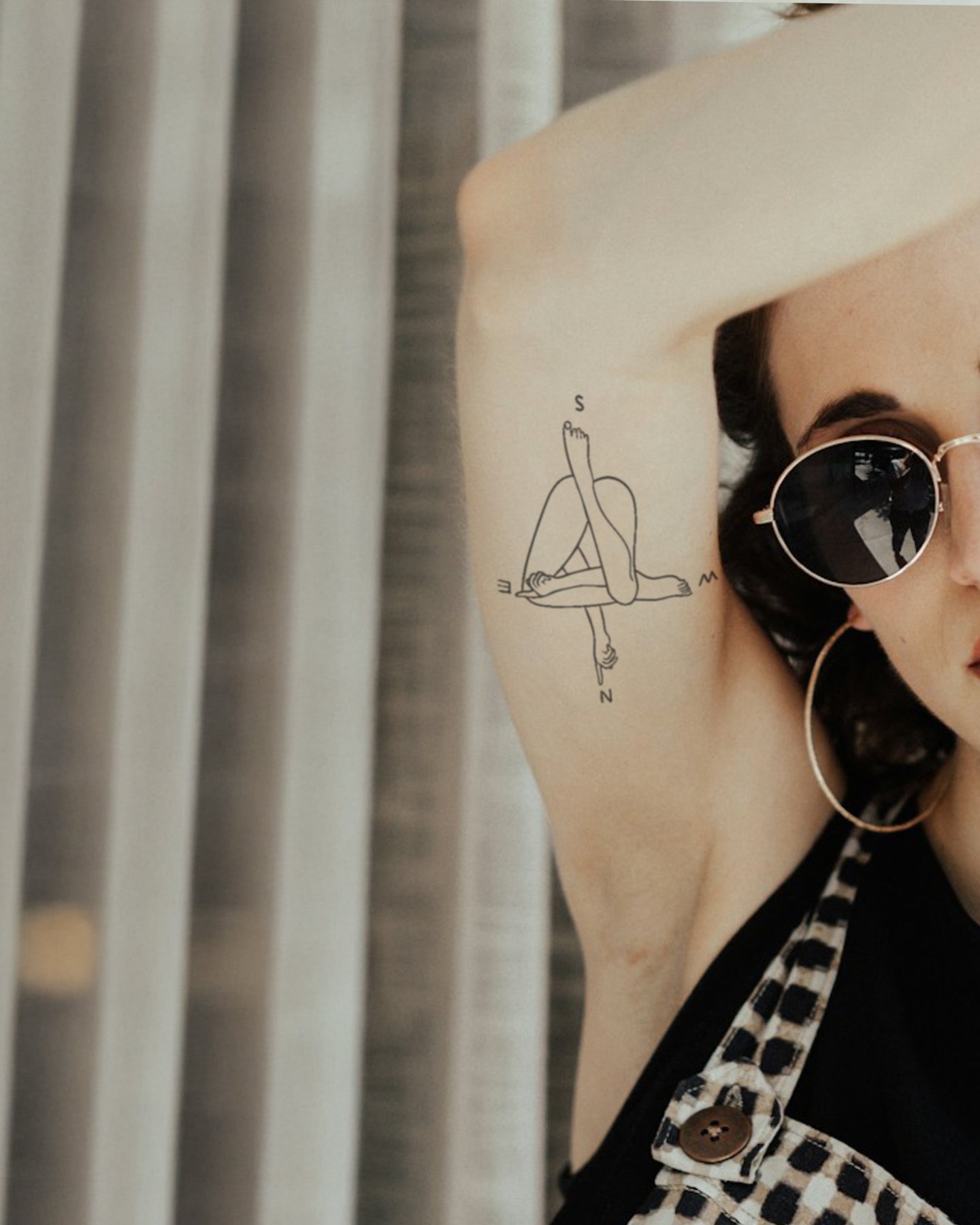 Leg Compass temporary tattoo