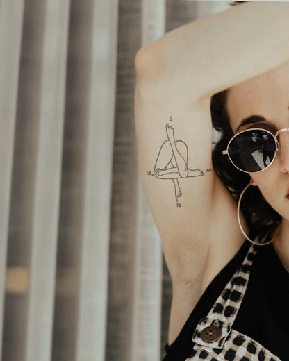 Leg Compass temporary tattoo