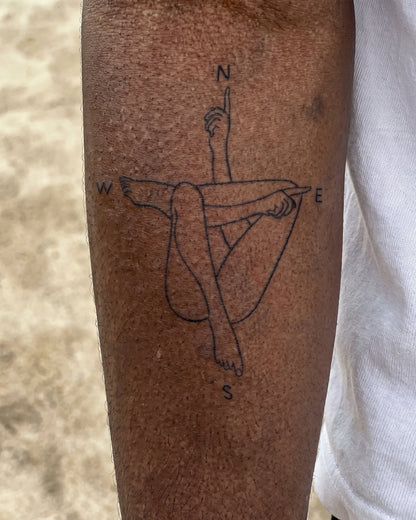 Leg Compass temporary tattoo