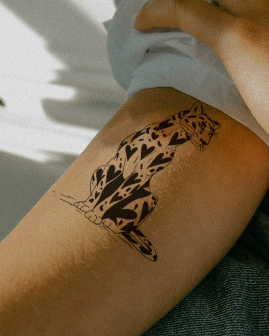 Leopard in Love temporary tattoo
