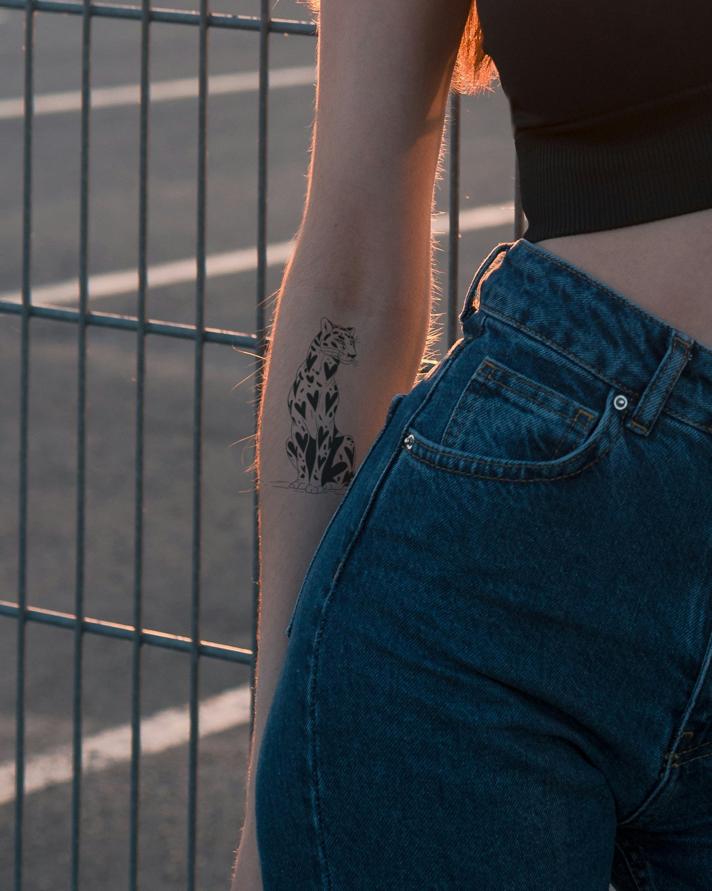 Leopard in Love temporary tattoo