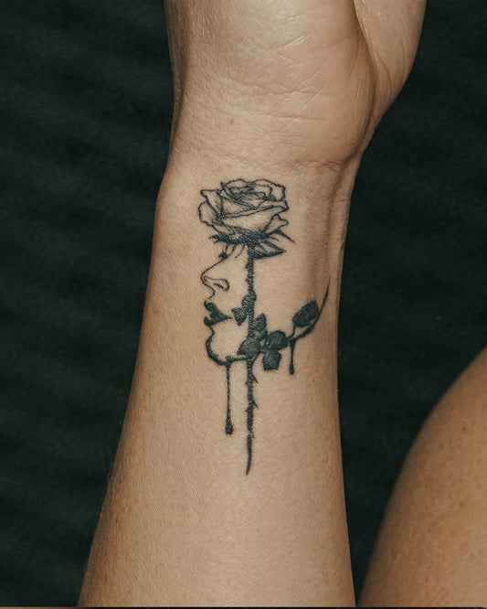 Licking Rose temporary tattoo