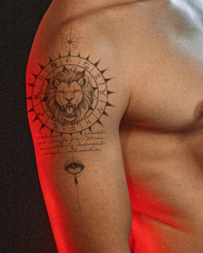 Lion Linework temporary tattoo