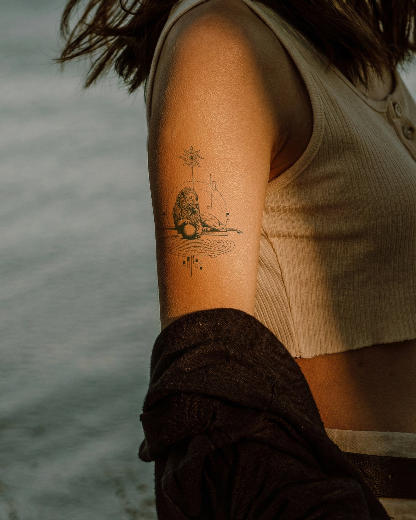 Lion Sculpture temporary tattoo