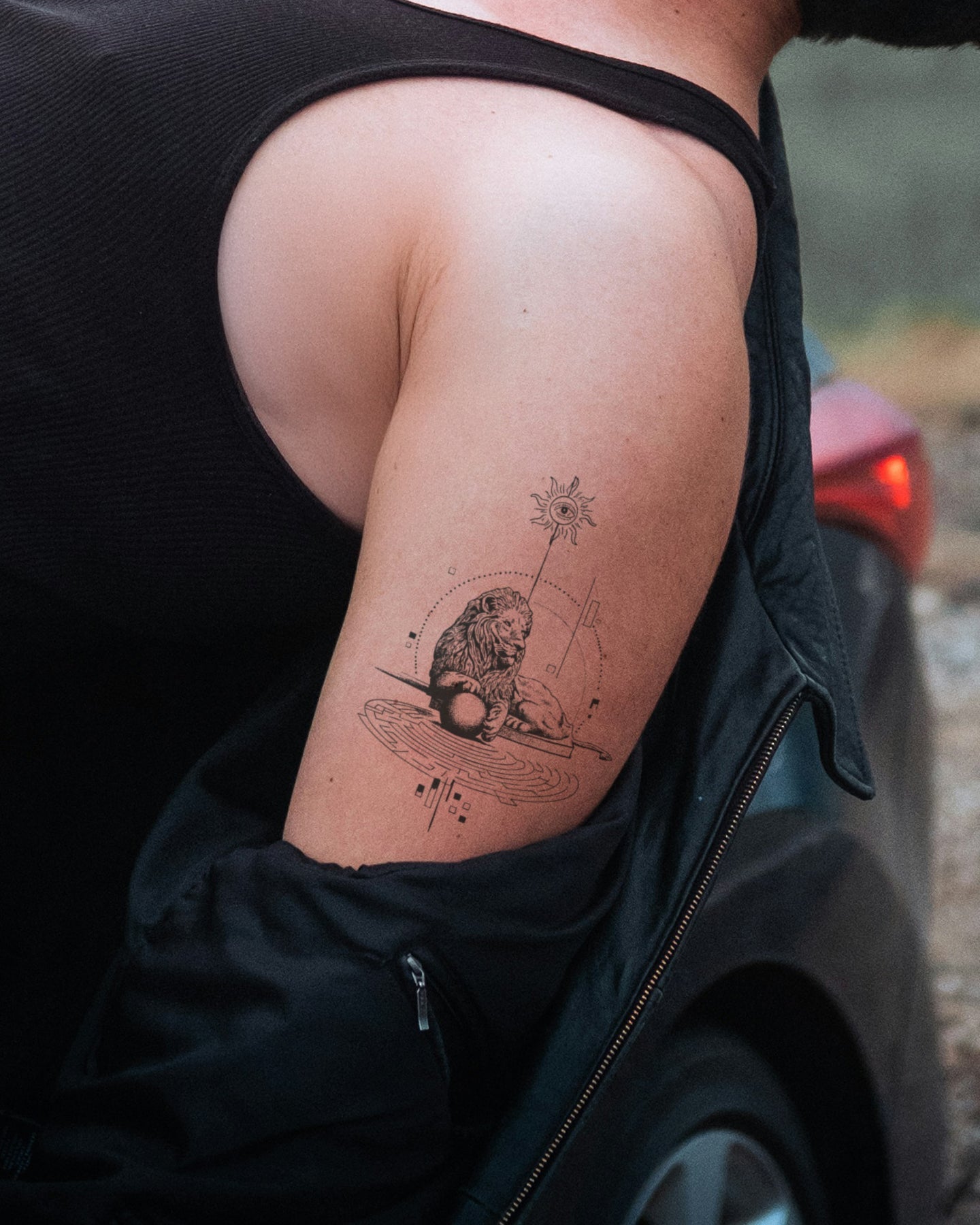 Lion Sculpture temporary tattoo