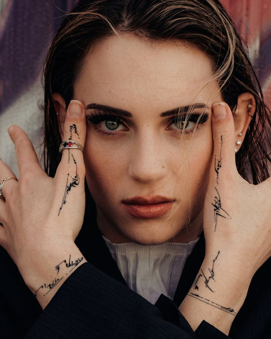 Long Asemic Symbols temporary tattoo