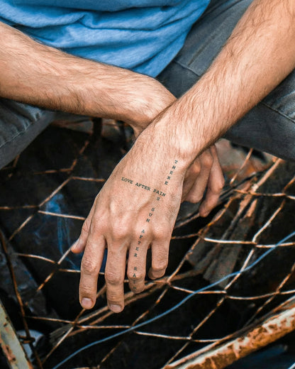Love After Pain (Left Hand) temporary tattoo