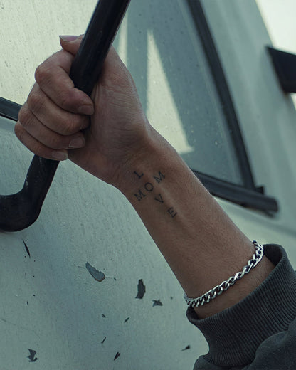 Love Mom temporary tattoo
