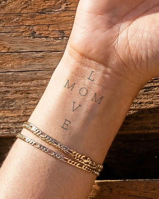 Love Mom temporary tattoo