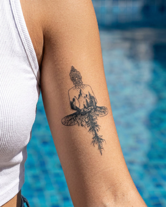 Mandala Buddha temporary tattoo