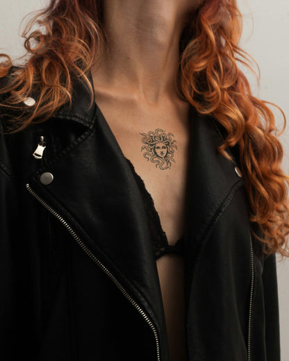 Medusa Linework temporary tattoo