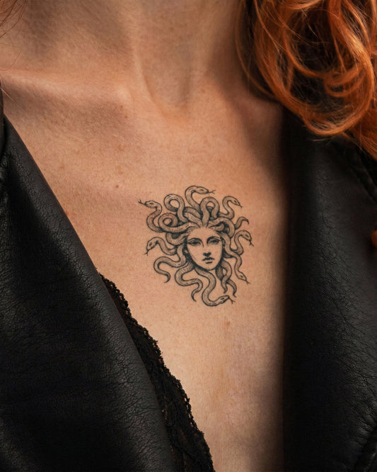 Medusa Linework temporary tattoo