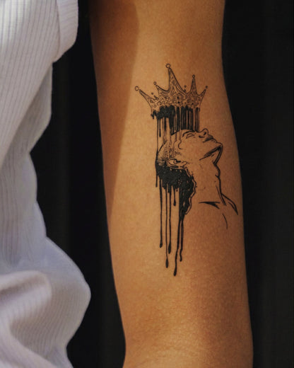 Melting Crown temporary tattoo
