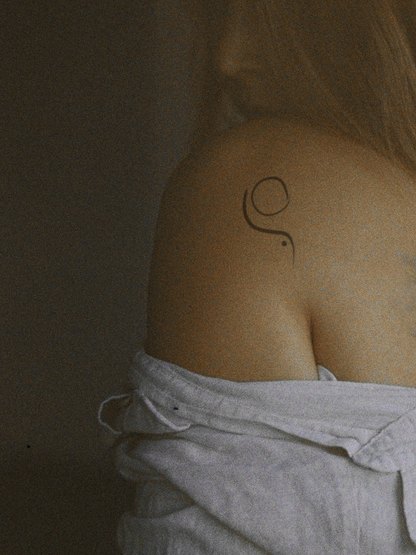 Moon Dot Line temporary tattoo