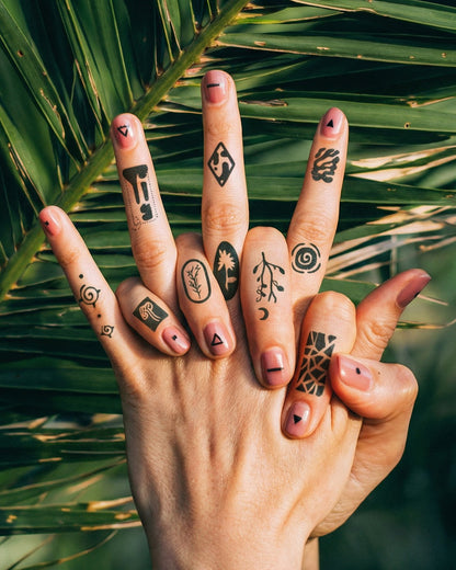 Nature Code Fingertattoos (18 Tattoos) temporary tattoo