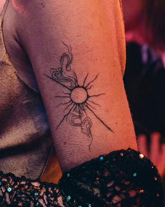Raving Sun temporary tattoo