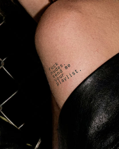 Send Me Your Playlist temporary tattoo