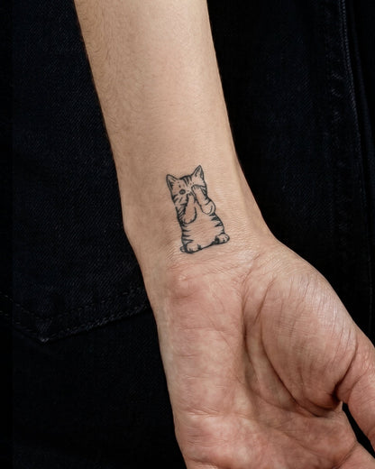 Shy Cat temporary tattoo