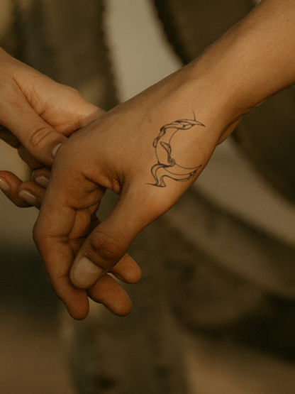 Smoking Moon temporary tattoo