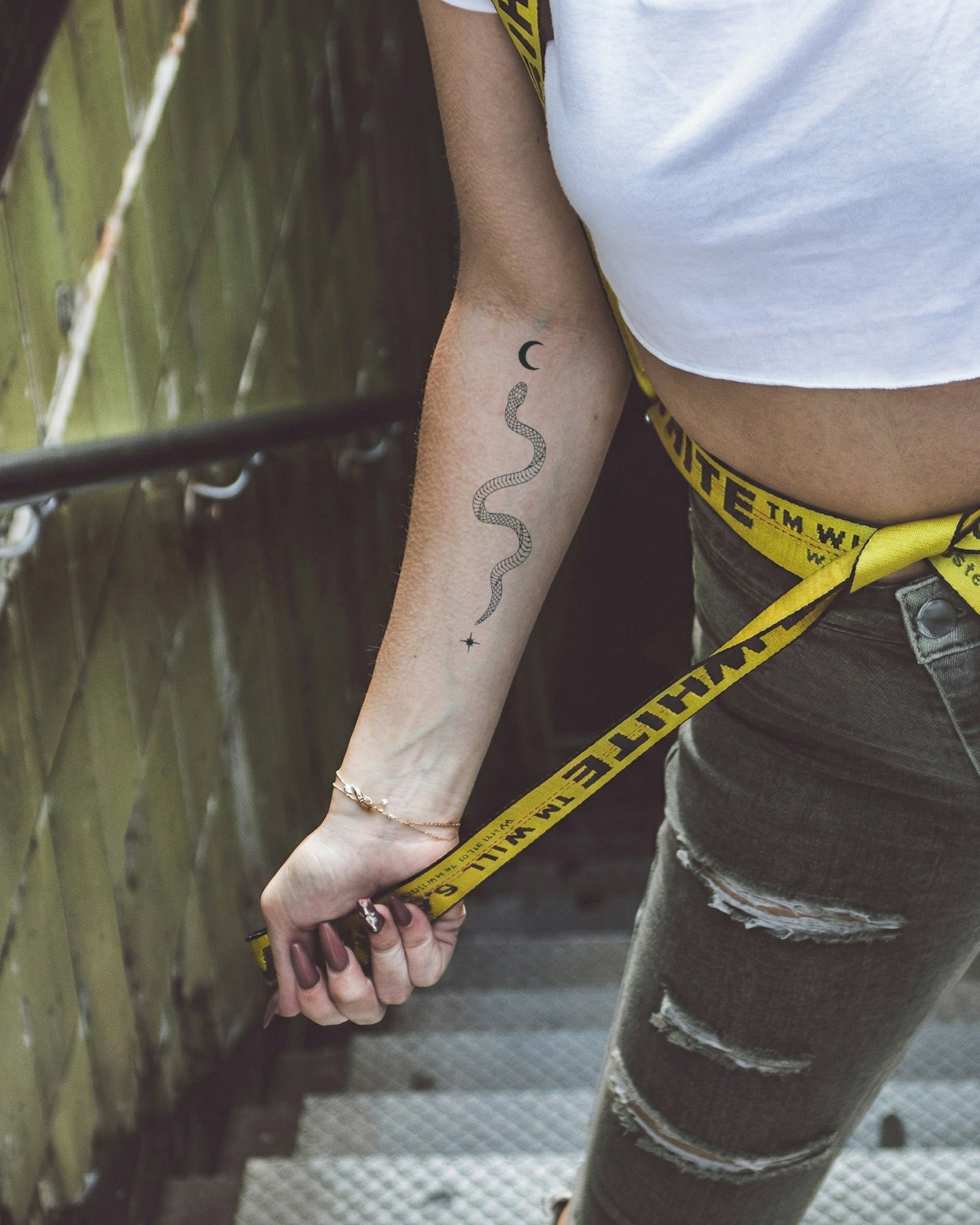 Snake Moon N Stars temporary tattoo