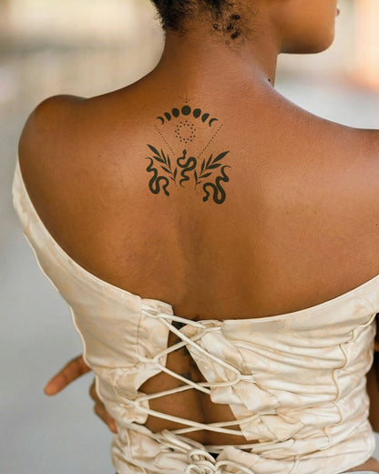 Snake N Moon temporary tattoo