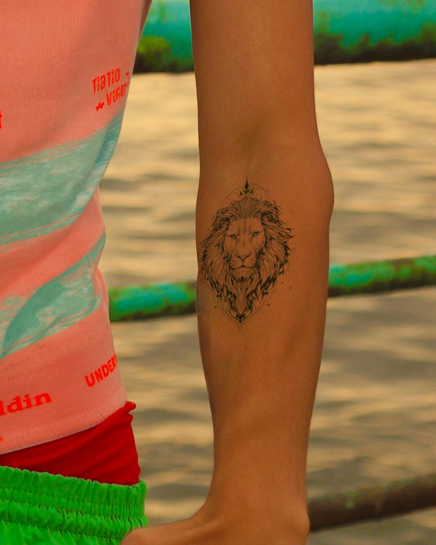 Spiritual Lion temporary tattoo