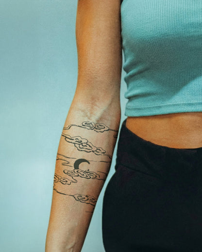 Sun in the Clouds temporary tattoo